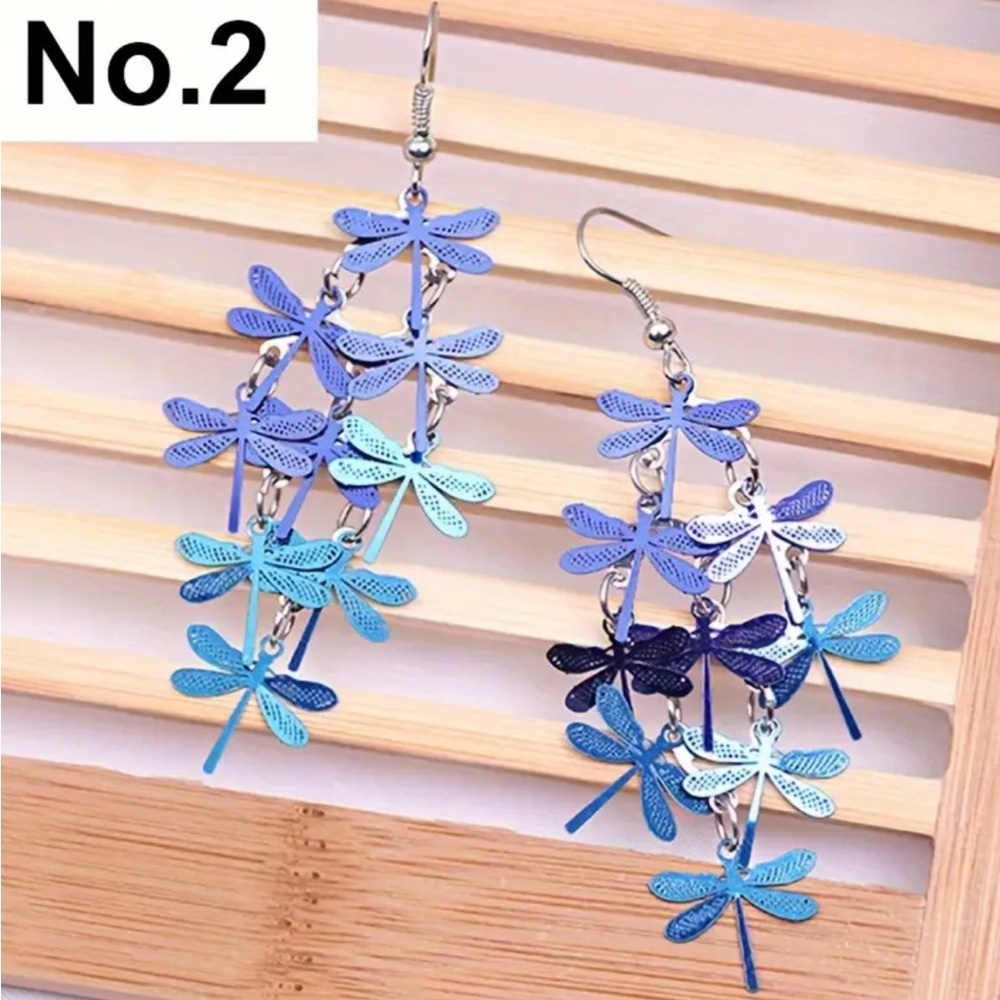 Blue Dragonfly Statement Earrings